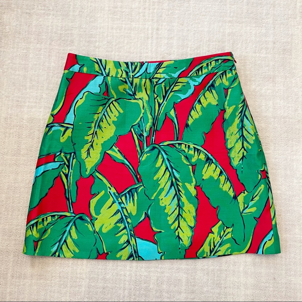 Vineyard Vines Silk Blend Green & Red Tropical Mini Skirt Island Vacation Sz 6